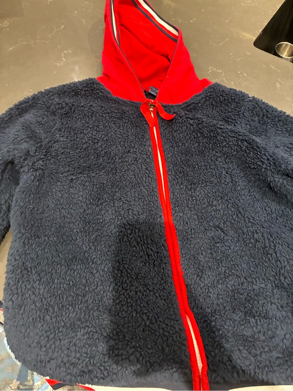 Tommy Hilfiger Red and Navy Sherpa Hoodie
